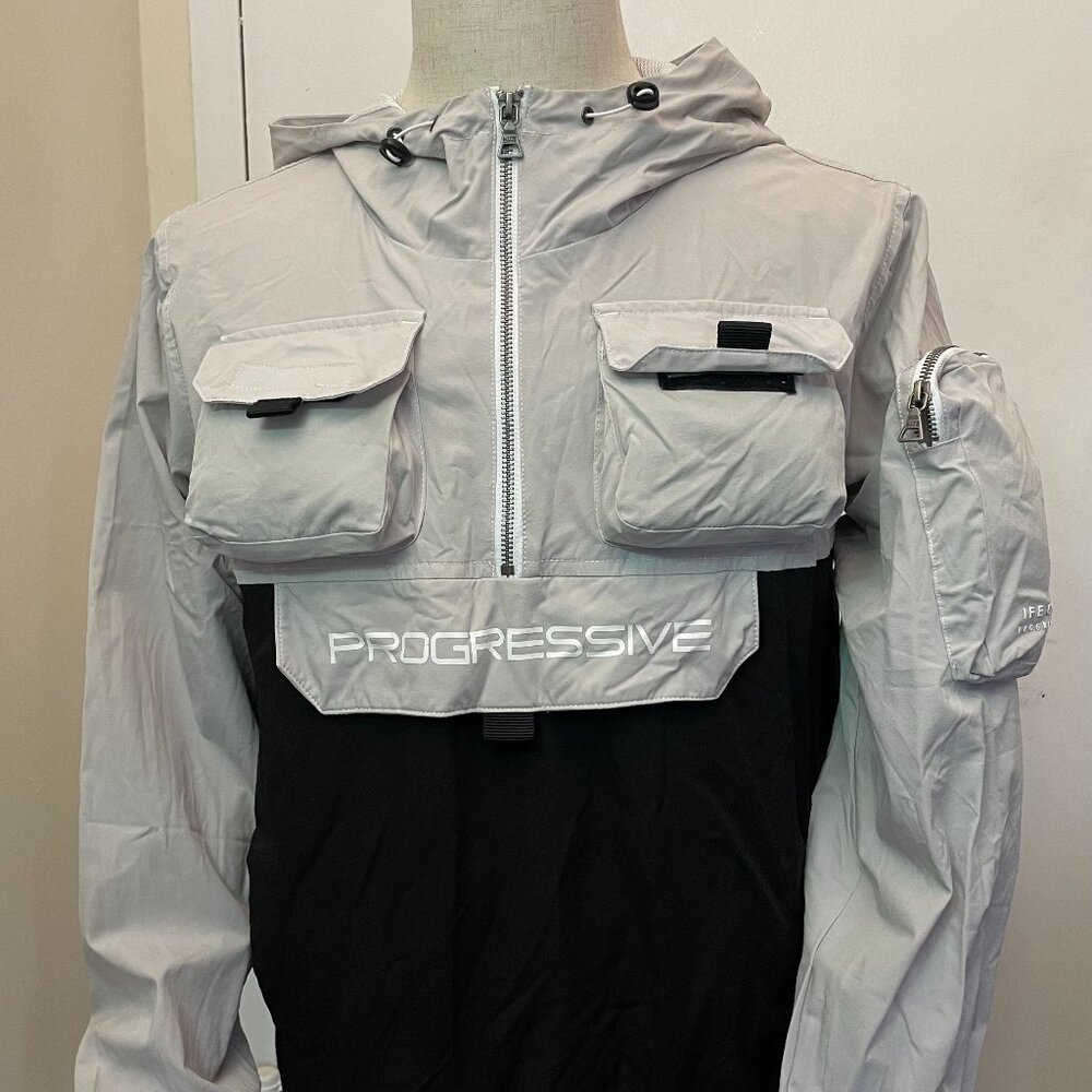 Progressive Men’s Black White Jacket Medium Casual Lightweight Coat
